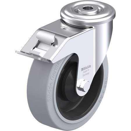 Blickle Kingpin Swivel Caster, Solid Rbr, 5", Brake LER-POEV 125KA-FI-SG