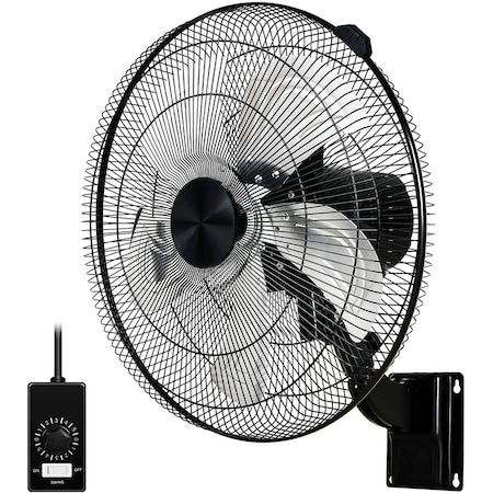 Edendirect 18 inch 5 Speed High Velocity Commercial Black Indoor Outdoor Wall Mount Fan, 4650 CFM ZR-HIFANXWALLMOUNTPRO18RC