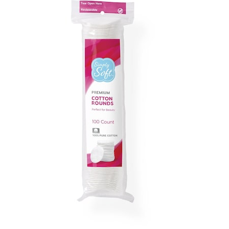 Medline Simply Soft Premium Lint-Free Cotton Rounds, 100 Count, 6 Bags/Case, 36PK RSS10002