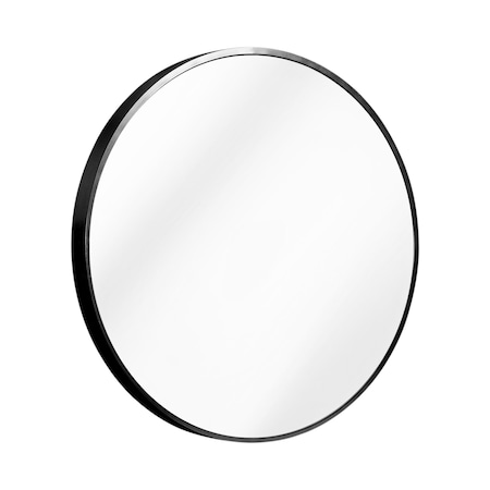 Homeroots 27" Black Aluminum Round Framed Accent Mirror 691616