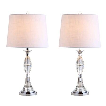 Jonathan Y Reid 25.5" Crystal LED Table Lamp, Clear/Chrome, 2PK JYL2041A-SET2