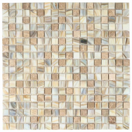 Apollo Tile Mingles 11.6 in. x 11.6 in. Glossy Beige Glass Mosaic Wall and Floor Tile 18.69 sq. ft./case, 20PK MIX1588BG337A