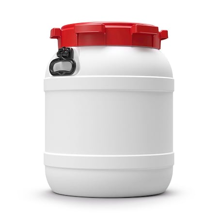 Curtec Drum with lid, PE, 55L, white - red, handles 7055-98-046