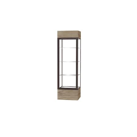 Ghent Keepsake Display Case, Lighted, Drftwd Oak Fnsh, Clr Glss Bck, Drk Brnz Almnm Frm, 80"Hx24"Wx 24"D 4124CB-BZ-DK