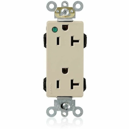 Leviton Extra Heavy Duty Hospital Grade Decora Receptacle, 20 Amp, 125 Volt M1636-PLI