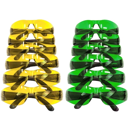Bison Life Keystone, Safety Glasses, Anti-Scratch, Yellow & Green Lens, Frameless, 12 PK BL-KSSG1-CLBT-YGR-12
