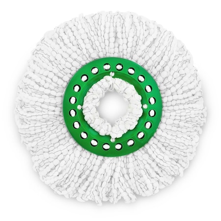 Libman Tornado Spin Mop Refill, Snap-On, Microfiber, Green/White 1284