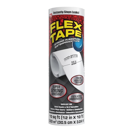 Flex Seal Flex Tape, 10 cu ft, Rubber Base, White TFSWHTR1210
