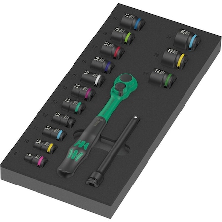 Wera 9724 Foam insert 8010 B Zyklop Comfort ratchet set 1, 3/8 in, 16 pieces 5150114001