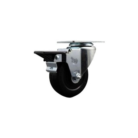 Service Caster 3.5'' Hard Rubber Wheel Swivel Top Plate Caster Posi Brake SCC-20S3514-HRS-PLB