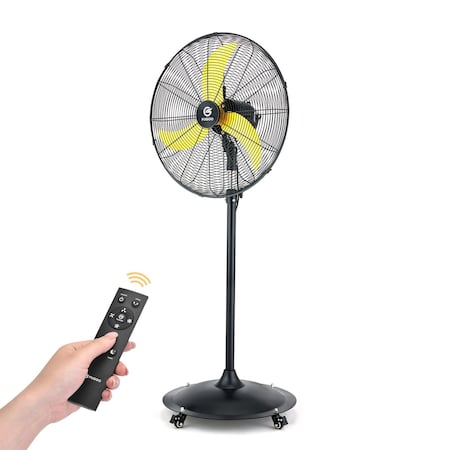 Edendirect 24'' Outdoor Oscillating Pedestal Fan With Remote Control, All Sealed BLDC Motor, 4-Speed ZR-F-8600AR