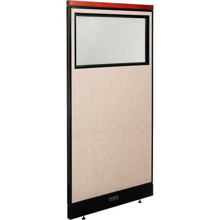 Global Industrial Interion Deluxe Electric Office Partition Panel with Partial Window, 36-1/4"W x 101-1/2"H, Tan 695788DWETN