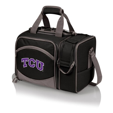 Picnic Time Family Of Brands NCAA TCU Horned Frogs Malibu Cooler Picnic BasketBlack with Gray Accents 508-23-175-844-0