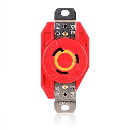 Leviton Locking Receptacle, 20 A, 125V AC, Red 2310-R