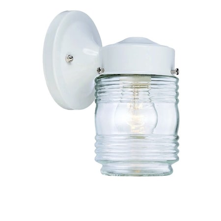 Homeroots White Standard Jelly Jar One Light Outdoor Wall Light 398453