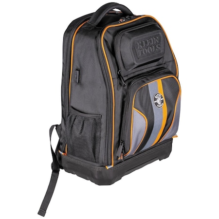 Klein Tools Tool Backpack, Black/Orange, 1680d Ballistic Weave Body; Hard Molded Polypropylene Bottom 62805BPTECH