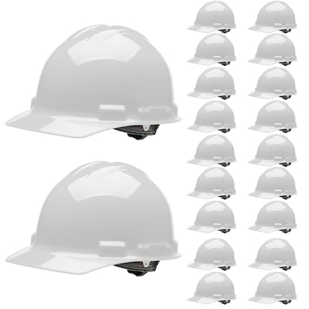 Malta Dynamics Hard Hat, Polyethylene, Ratchet, White HHW1004-Case