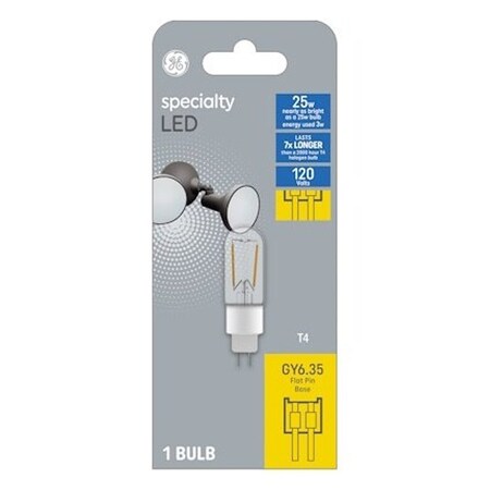 Ge Light Bulb, 25 W, G6.35 Lamp Base, T4 Lamp, Soft White Light, 250 Lumens, 3000 K Color Temp 93129030