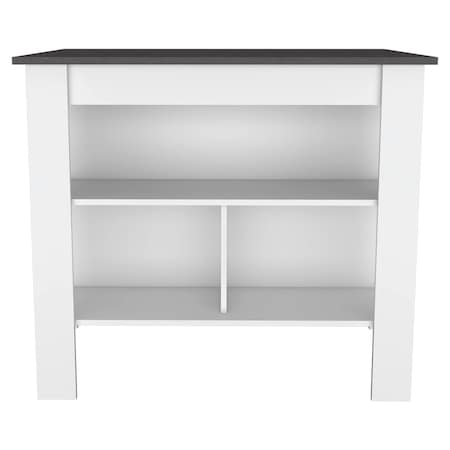 Homeroots 41in Dark Brown and White Wood Kitchen Island Set With Storage 519044