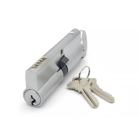 Ecs Hardware Durable Prem Profile Cylinder Single Sided Thumb Turn, 3-1/2in 90mm, Keyed Alike, US26D, Satin Chromium ECSH-EPCR-90-26D-SC1-KA10