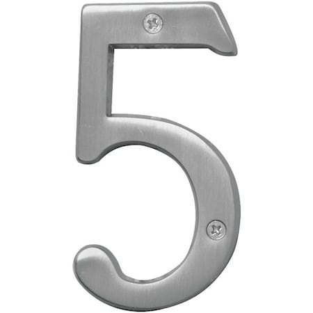Hy-Ko Prestige Series House Number, Character: 5, 4 in H Character, Nickel Character, Brass BR-43SN/5