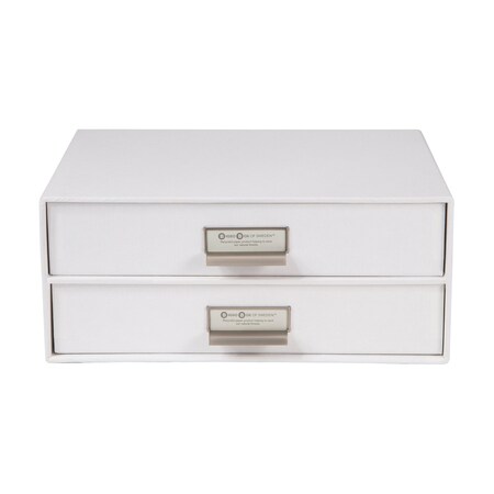 Bigso Birger 2-Drawer Fiberboard Label Frame Document Letter Box, 5.7 x 13 x 9.8 in, White, 3PK 943145544