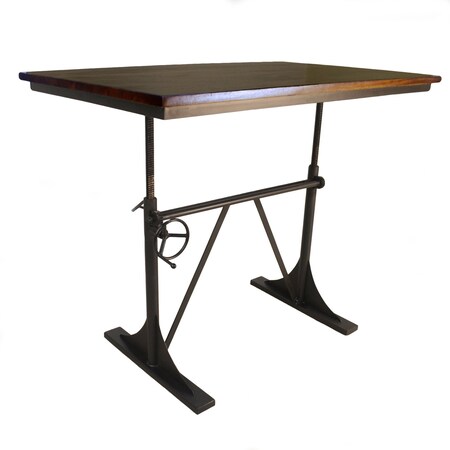 Homeroots 48" Brown And Black Solid Wood And Iron Trestle Base Dining Table 517764