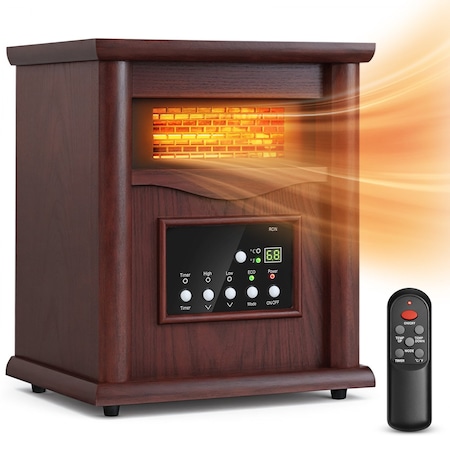 Edendirect 1500-Watt  Electric Brown Convection 4 quartz tubes Infrared Space Heater with remote control ZR-GD9315BCW-3JA