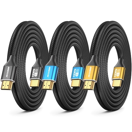 Maximm 10ft 8K 60Hz 48Gbps HDMI 2.1 Braided Cable, Multi-Color, 3PK 8K-Multi-10FT-3PK_n