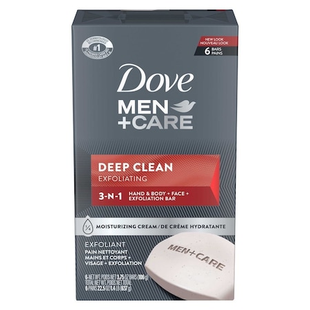 Dove Men+Care Deep Clean 3 in 1 Hand and Body and Face Exfoliation Bar, 22.5 Ounce, 12PK 67544460