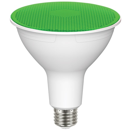 Satco 11.5 Watt PAR38 LED, Green, 90 degree Beam Angle, Medium base, 120 Volt S29481