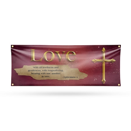 Signmission Jesus Love, 18 Inch x 48 Inch, Vinyl Banner B-30708