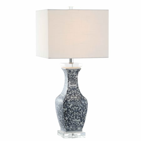 Jonathan Y May 28" Ceramic/Crystal LED Table Lamp, Blue/White JYL5046A