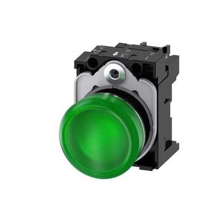 Siemens Indicator lights, 22 mm, round, metal, shiny, green, lens, smooth 3SU1156-6AA40-1AA0