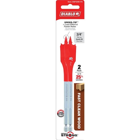 Diablo 3/4'' x 6'' SPEEDemon Spade Bit, 2PK DSP2090-P2
