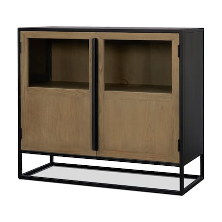 Homeroots 18in Black Iron and Metal Accent Cabinet With Two Doors 727719