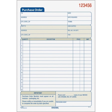 Tops Business Forms Tops Purchase Order Book, 2-Part, Carbonless, 5-9/16" x 7-15/16", 50 Sets/Pack 46140