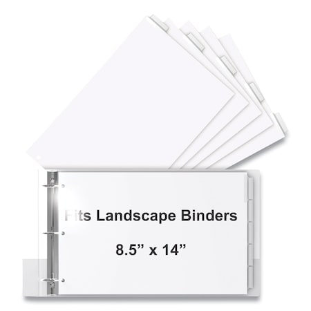 Stride Landscape Orientation Index Dividers, 5-Tab, 14 x 8.5, White, 1 Set 63200