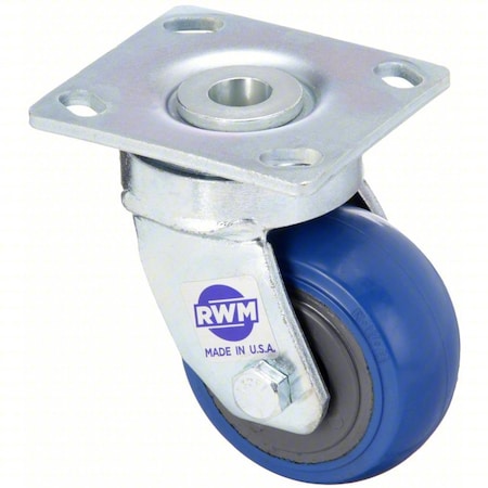 Rwm Plate Caster, Swivel, Rubber, 5 5/8"H 48-SWB-0420-S
