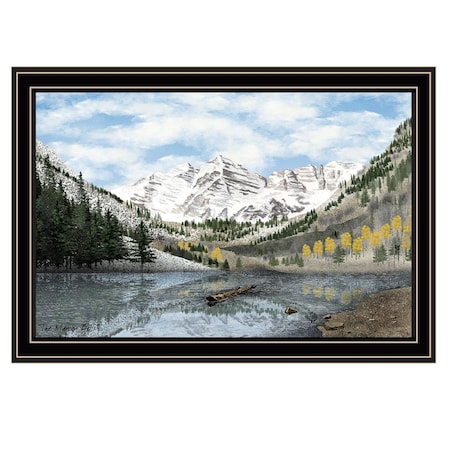 Homeroots Snowy Mountain Landscape  Black Framed Wall Art 572032