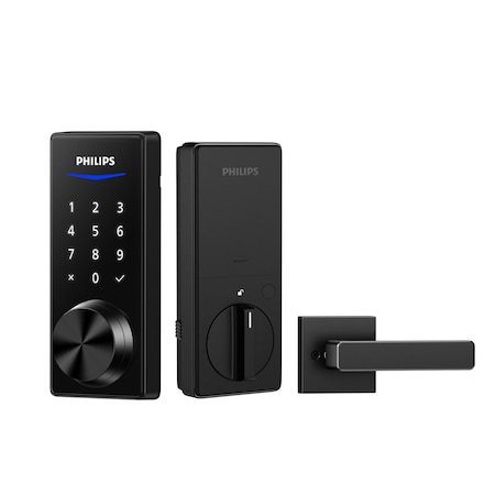 Philips Home Access 1000 Series Single Cylinder Electronic Deadbolt with Lever Set DDLOM1010-15HBL