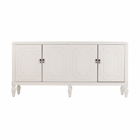 Homeroots 64in White Solid Wood Sideboard with Four Doors 401679