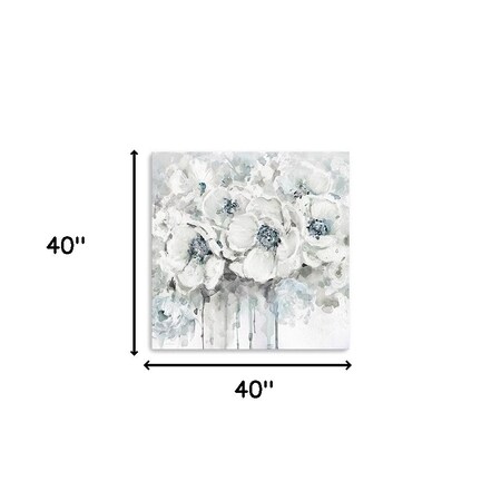 Homeroots Winter Blues Flower Unframed Print Wall Art 398875