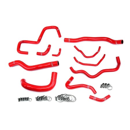 Hps Performance High Temp Reinforced Silicone Radiator, oil cooler, ancillary Coolant Hose Kit, Red,  57-1876-RED