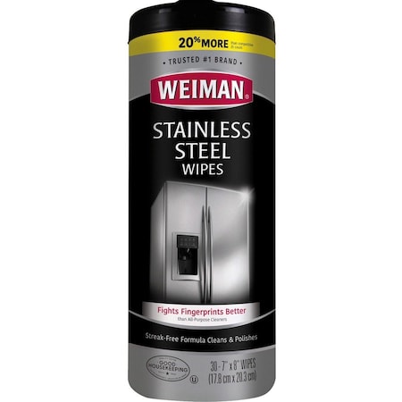 Weiman Stainless Steel Wipes, 7'' x 8'', 30 Sheets 92A