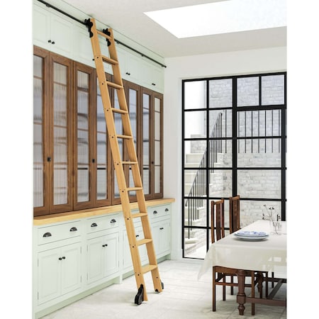 Quiet Glide 9.92 ft. Cherry Sunburst Wheel Black Rolling Hook Removable Ladder, 12 ft. Rail QG.510-10CH-12-H.08