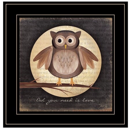 Homeroots Owl You Need is Love 2 Black Framed Print Wall Art 405239