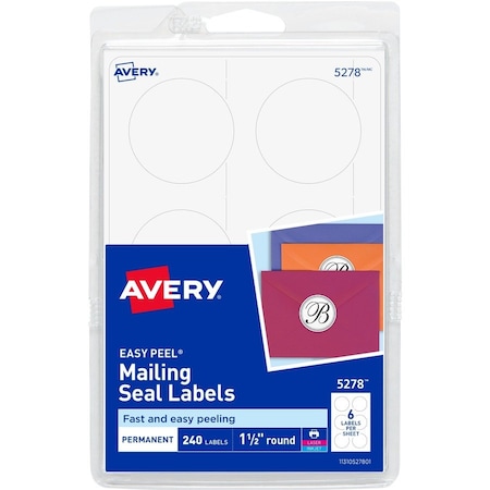 Avery Booklet Seals, 1-1/2" Diameter, White, 240/Pack 5278