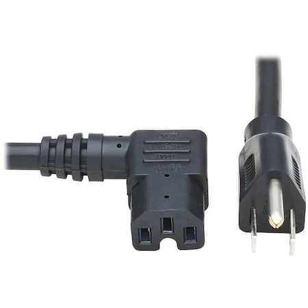 Eaton Tripp Lite Series Power Cord, NEMA 5-15P to Right-Angle C15 - Heavy-Duty, 15A, 125V, 14 AWG, 8 P019-008-C15RA