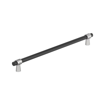 Amerock Mergence 18 inch 457mm Center-to-Center Matte Black/Polished Chrome Appliance Pull BP36984FB26